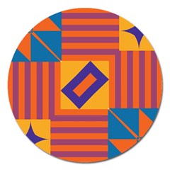 Shapes And Stripes Symmetric Design Magnet 5  (round) by LalyLauraFLM