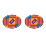 Shapes and stripes symmetric design Cufflinks (Oval) Front(Pair)