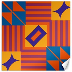 Shapes And Stripes Symmetric Design Canvas 16  X 16  by LalyLauraFLM