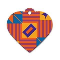 Shapes And Stripes Symmetric Design Dog Tag Heart (one Side) by LalyLauraFLM