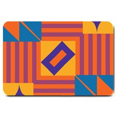 Shapes And Stripes Symmetric Design Large Doormat by LalyLauraFLM