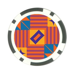 Shapes And Stripes Symmetric Design Poker Chip Card Guard by LalyLauraFLM