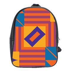 Shapes And Stripes Symmetric Design School Bag (xl) by LalyLauraFLM