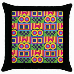 Colorful Shapes In Rhombus Pattern Throw Pillow Case (black) by LalyLauraFLM