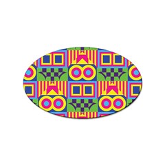 Colorful Shapes In Rhombus Pattern Sticker Oval (10 Pack) by LalyLauraFLM