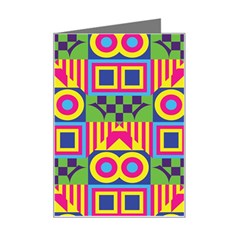 Colorful Shapes In Rhombus Pattern Mini Greeting Card by LalyLauraFLM