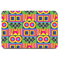 Colorful Shapes In Rhombus Pattern Large Doormat by LalyLauraFLM