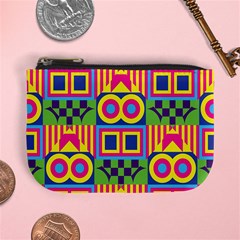 Colorful Shapes In Rhombus Pattern Mini Coin Purse by LalyLauraFLM