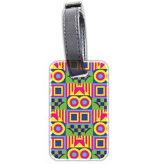 Colorful Shapes In Rhombus Pattern Luggage Tag (two Sides) by LalyLauraFLM