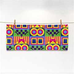 Colorful Shapes In Rhombus Pattern Hand Towel by LalyLauraFLM