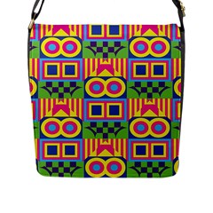 Colorful Shapes In Rhombus Pattern Flap Closure Messenger Bag (l) by LalyLauraFLM