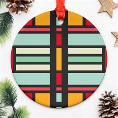 Mirrored Rectangles In Retro Colors Ornament (round) by LalyLauraFLM