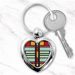 Mirrored rectangles in retro colors Key Chain (Heart) Front