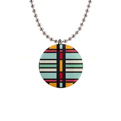 Mirrored Rectangles In Retro Colors 1  Button Necklace by LalyLauraFLM