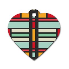 Mirrored Rectangles In Retro Colors Dog Tag Heart (one Side) by LalyLauraFLM