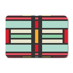 Mirrored Rectangles In Retro Colors Small Doormat by LalyLauraFLM