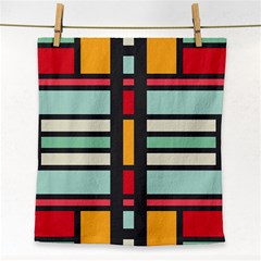 Mirrored Rectangles In Retro Colors Face Towel by LalyLauraFLM