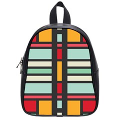 Mirrored Rectangles In Retro Colors School Bag (small) by LalyLauraFLM