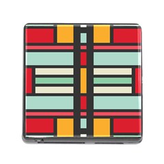 Mirrored Rectangles In Retro Colors Memory Card Reader (square) by LalyLauraFLM