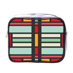 Mirrored Rectangles In Retro Colors Mini Toiletries Bag (one Side) by LalyLauraFLM