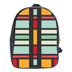 Mirrored Rectangles In Retro Colors School Bag (xl) by LalyLauraFLM