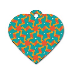 Sun Pattern Dog Tag Heart (two Sides) by LalyLauraFLM