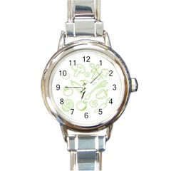 Green Vegetables Round Italian Charm Watches