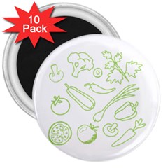 Green Vegetables 3  Magnets (10 Pack) 