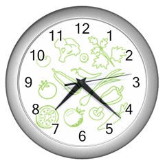 Green Vegetables Wall Clocks (silver) 