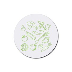 Green Vegetables Rubber Round Coaster (4 Pack)  by Famous