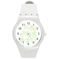 Green Vegetables Round Plastic Sport Watch (m)