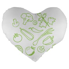 Green Vegetables Large 19  Premium Heart Shape Cushions