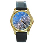 Dandelion 2015 0703 Round Gold Metal Watches Front