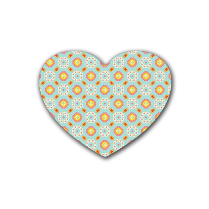 Cute Seamless Tile Pattern Gifts Rubber Coaster (Heart) 