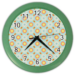 Cute Seamless Tile Pattern Gifts Color Wall Clocks by GardenOfOphir