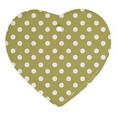 Lime Green Polka Dots Ornament (heart)  by GardenOfOphir