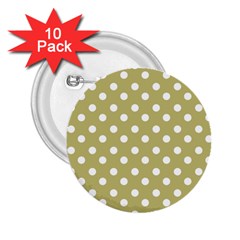 Lime Green Polka Dots 2 25  Buttons (10 Pack) 