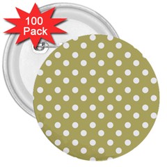 Lime Green Polka Dots 3  Buttons (100 Pack) 