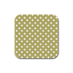 Lime Green Polka Dots Rubber Square Coaster (4 Pack) 