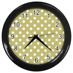 Lime Green Polka Dots Wall Clocks (black) by GardenOfOphir