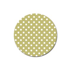 Lime Green Polka Dots Magnet 3  (round) by GardenOfOphir