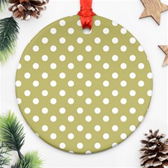 Lime Green Polka Dots Round Ornament (two Sides)  by GardenOfOphir