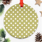 Lime Green Polka Dots Round Ornament (Two Sides)  Front