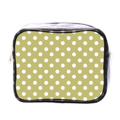 Lime Green Polka Dots Mini Toiletries Bags by GardenOfOphir