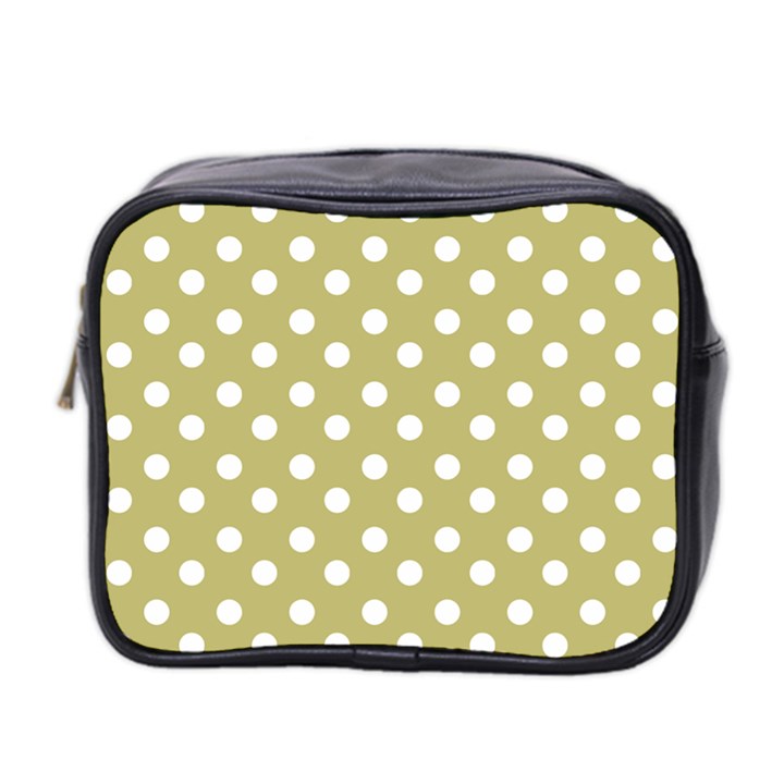 Lime Green Polka Dots Mini Toiletries Bag 2-Side