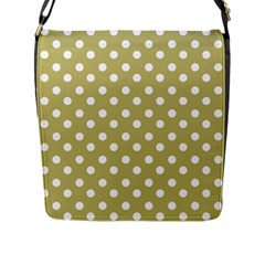 Lime Green Polka Dots Flap Messenger Bag (l) 