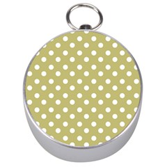 Lime Green Polka Dots Silver Compasses