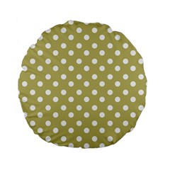 Lime Green Polka Dots Standard 15  Premium Flano Round Cushions