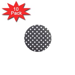 Gray Polka Dots 1  Mini Magnet (10 Pack) 