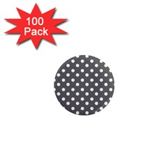 Gray Polka Dots 1  Mini Magnets (100 Pack) 